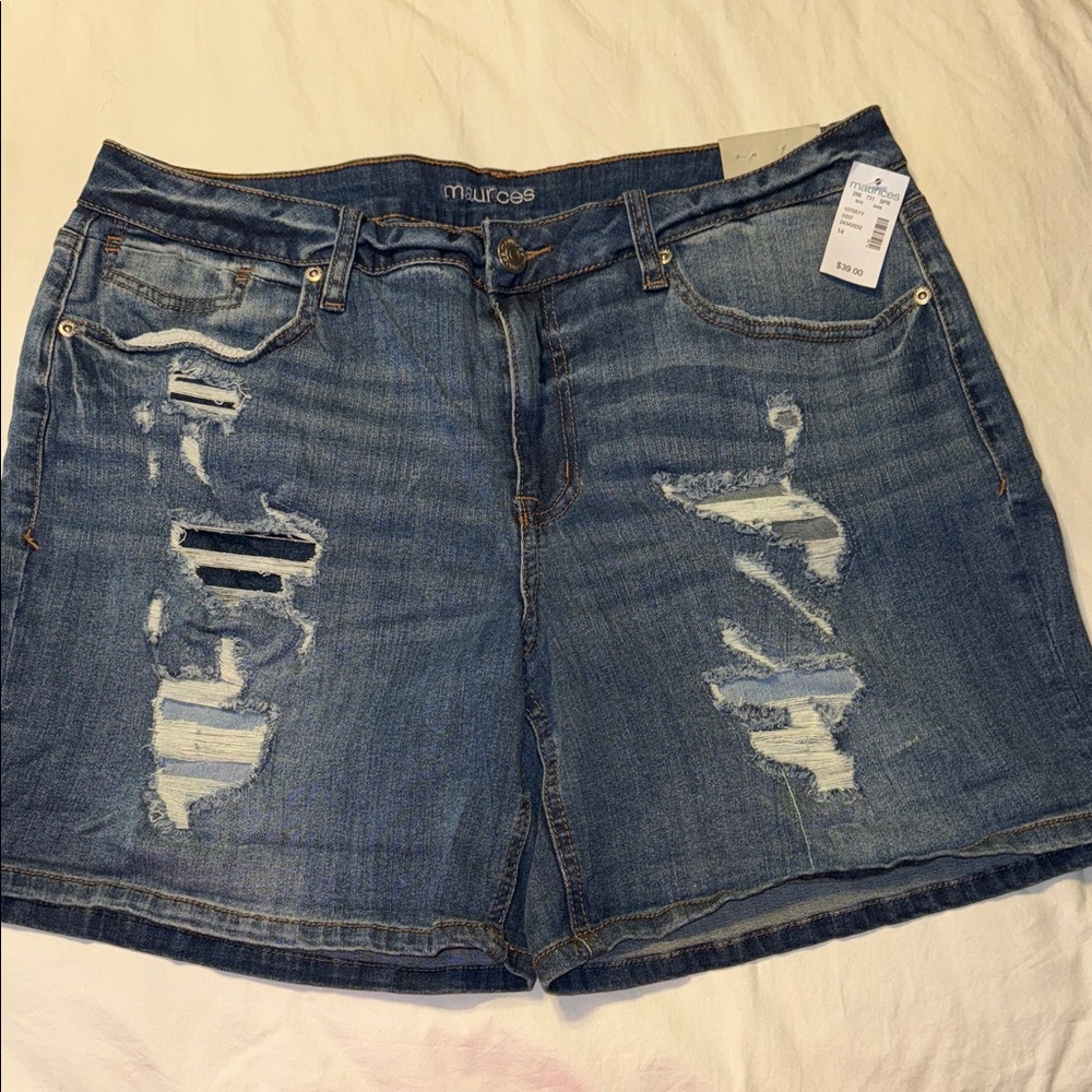 Maurices Blue Distressed Jean Shorts